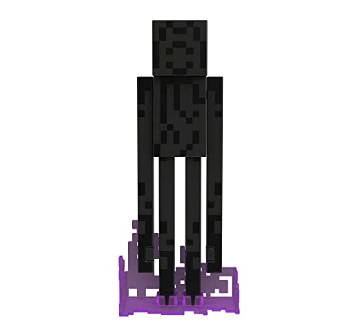 Minecraft Diamond Enderman Action Figure with Accessories Including Flocked Grass Block, 5.5-inch Toy Collectible, HLN40