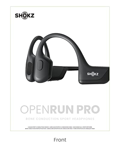 SHOKZ OpenRun Pro, [England Athletics Recommended] Bone Conduction Headphones, Open-Ear Sports Earphones with Mic, IP55 Waterproof Bluetooth Wireless Headset for Running Workout Driving(Swift Black)