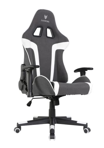 Oversteel - ULTIMET Professional Gaming Chair, Breathable Fabric, 2D Armrests, Height Adjustable, 180° Reclining Backrest, Gas Piston Class 3, Up to 120Kg, Black/White