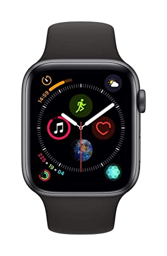 Apple Watch Series 4 (GPS, 44mm) - Space Gray Aluminum with Black Sport Band (Renewed)