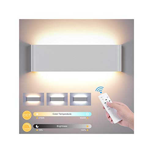 LED Wall Lights Indoor, 20W 1800LM Smart Indoor Wall Light Dimmable 2700K-6500K and Brightness Adjustable Modern Up Down Wall Sconce Lamp for Bedroom Living Room Hallway Stairs (with Remote Control)