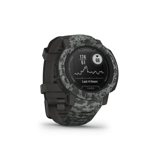 Garmin Instinct 2, Rugged GPS Smartwatch, Built-in Sports Apps and Health Monitoring, Ultratough Design Features, Graphite Camo