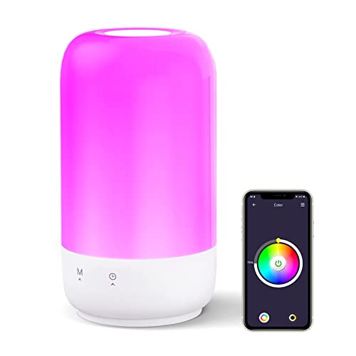 meross Smart Table Lamp, WiFi Lamp Support Apple HomeKit Alexa Google Assistant SmartThings, Bedroom Touch Lamp RGBWW Colour Voice Remote app Control (2.4GHz WiFi Only)