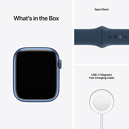 Apple Watch Series 7 (GPS + Cellular, 45mm) - Blue Aluminium Case with Abyss Blue Sport Band - Regular (Renewed)