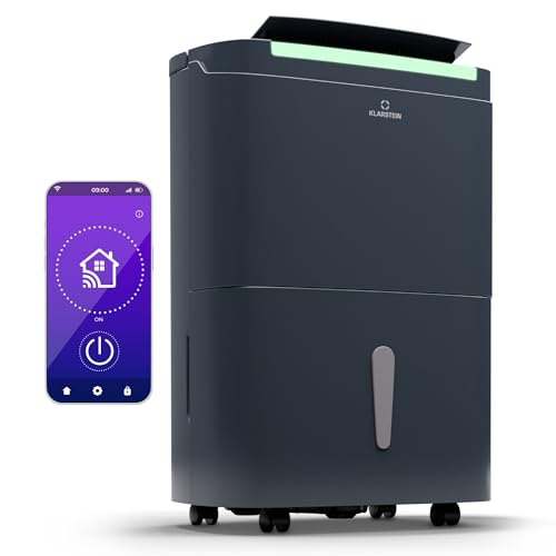 Klarstein Smart Dehumidifier, Large Dehumidifiers for Home Damp Air, Silent Low Energy Dehumidifier, Wifi IoT App, UK Plug In Electric Dehumidifier, 40L Dehumidification Capacity, For 35-45 m² Room