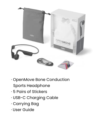 SHOKZ OpenMove Wireless Headphones, [England Athletics Recommended] Bluetooth Bone Conduction Sports Headset with Mic, 6 Hour Playtime & IP55 Waterproof for Running Workout Cycling (Grey)