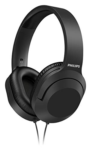 PHILIPS Audio H2005BK/00 Over-Ear Stereo Headphones Wired (2 m Cable, 40 mm Neodymium Drivers, Passive Noise Isolation, Adjustable Headband, Lightweight) Black