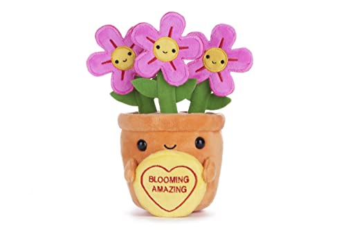 Swizzels Love Hearts 18CM (7-inch) Felicity Flowerpot "Blooming Amazing" Plush Soft Toy, 38012, Yellow,orange,pink