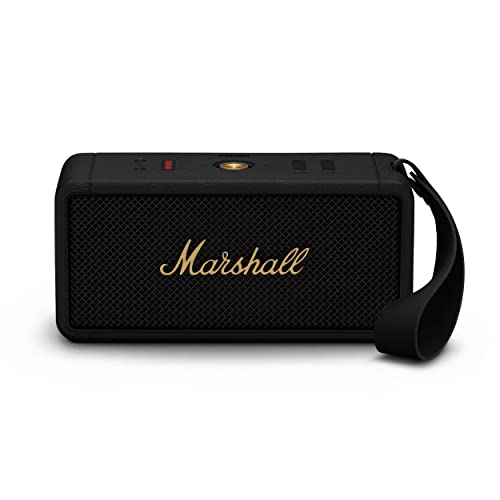 Marshall Middleton Bluetooth Wireless Portable Speaker, 20+ hours portable playtime, water resistent IP67 - Black & Brass