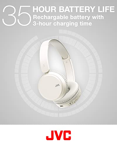 JVC HA-Z37W-W Wireless Bluetooth On Ear Headphones, 35 hours listening time (White)