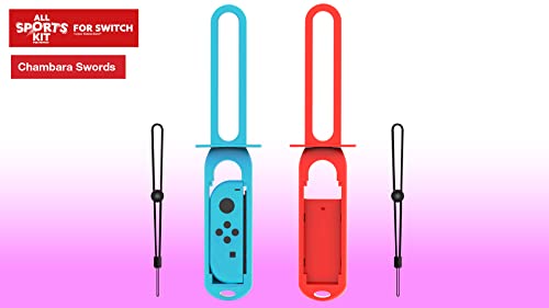 All Sports Kit For Nintendo Switch - 10in1 Kit with Tennis Rackets, Golf Clubs, Chambara Swords, Racing Wheels & Leg/Arm Straps - Switch Sports Game Accessories