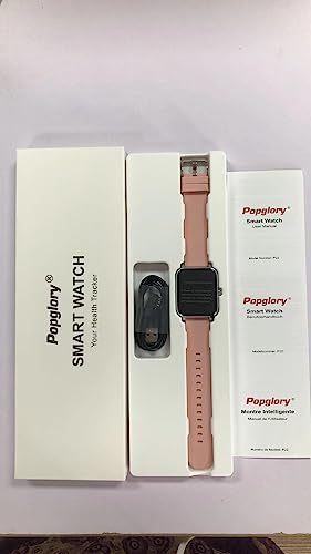 Popglory Smart Watch, 1.4'' HD 44mm Fitness Tracker with Blood Pressure, Heart Rate & Blood Oxygen Monitor, Smartwatch, Step Counter, Fitness Watch for Women Men Compatible with Android iOS