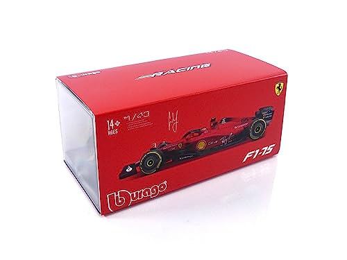 Bburago B18-36831S Formula 1 Ferrari F1-75 (2022) with Helmet SAINZ 143 Die-Cast Collectible Race Car, Model, Sport, pre-Built, Assorted Colours