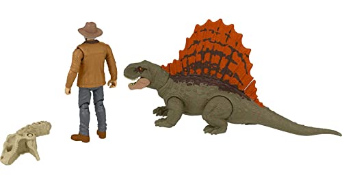 Jurassic World Dominion Dr Alan Grant & Dimetrodon Human and Dino Pack with 2 Action Figures, Toy Gift Set and Collectible