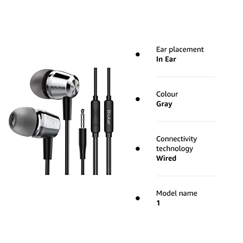 Blukar Earphones, In-Ear Headphones Earphones High Sensitivity Microphone – Noise Isolating, High Definition, Pure Sound for iPhone, iPad, Smartphone, MP3 Players etc.