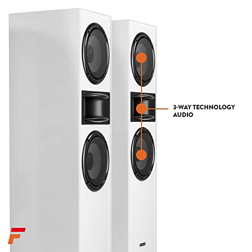 Fenton Floor Standing HiFi Tower Speaker System with AD200A Bluetooth Amplifier - SHF700W White