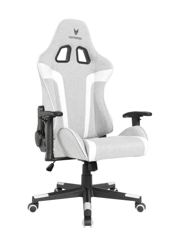 Oversteel - ULTIMET Professional Gaming Chair, Breathable Fabric, 2D Armrests, Height Adjustable, 180° Reclining Backrest, Gas Piston Class 3, Up to 120Kg, Gray/White