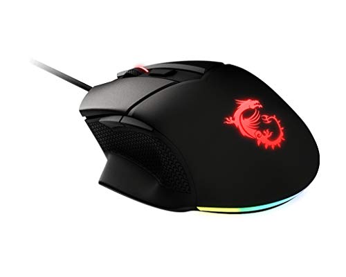 MSI CLUTCH GM20 ELITE Gaming Mouse - 6400 DPI Optical Sensor, Right-Handed, 20M+ Click Switches, 6-Buttons, Adjustable Weight System, 1ms Latency, RGB Mystic Light, 98-109g - Wired