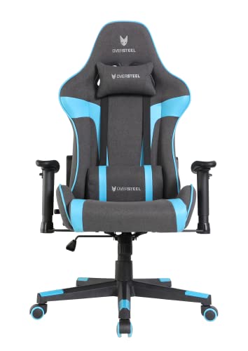 Oversteel - ULTIMET Professional Gaming Chair, Breathable Fabric, 2D Armrests, Height Adjustable, 180° Reclining Backrest, Gas Piston Class 3, Up to 120Kg, Black/Blue
