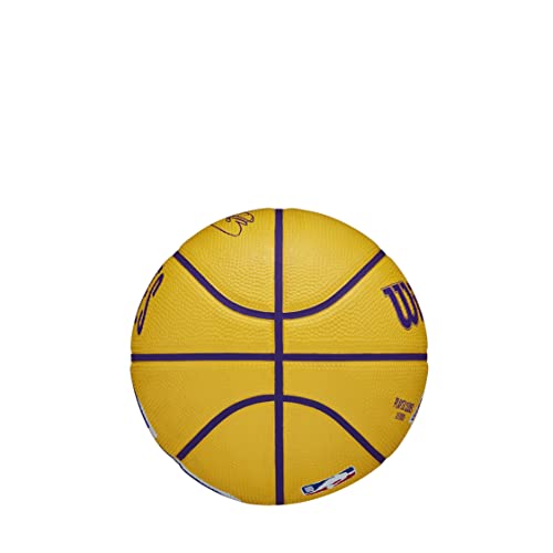 Wilson Basketball, NBA Player Icon Mini, LeBron James, Los Angeles Lakers, Outdoor and indoor, Size: 3, Yellow/Purple