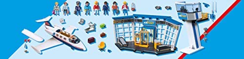 Playmobil City Action 71153 Airport with Airplane and Control Tower, With Environmentally Friendly 2-in-1 Reversible Cardboard Packaging, Plane Toy for 4+ Year Olds