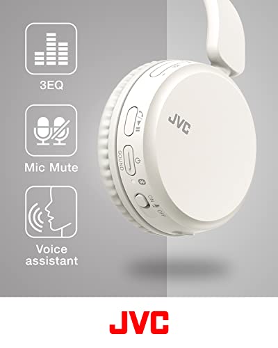 JVC HA-Z37W-W Wireless Bluetooth On Ear Headphones, 35 hours listening time (White)