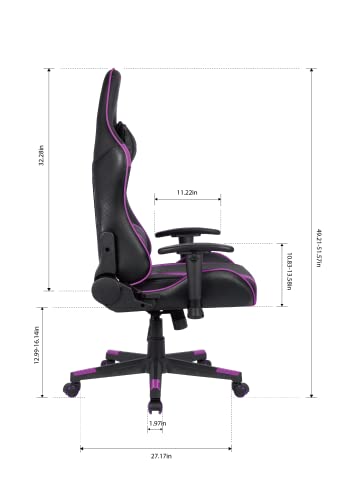 Oversteel - ULTIMET Professional Gaming Chair Leatherette, 2D Armrests, Height Adjustable, Reclining Backrest 180º, Gas Piston Class 3, Up to 120Kg, Purple