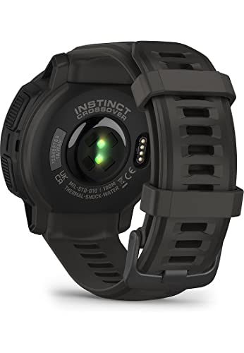 Garmin Instinct Crossover Solar Hybrid Smartwatch, 45 mm, Solar Charging, Rugged Design and Super-Luminova Hands, 70 Days Runtime, 30 Sports, GPS, Cardio, SpO2, Activity Tracker (Graphite)