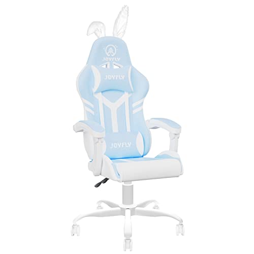 JOYFLY Kawaii Gaming Chair for Girls, Kawaii Computer Gamer Chair for Teens Adults Ergonomic PC Chair with Padded Armrests, and Lumbar Support (Light Blue)