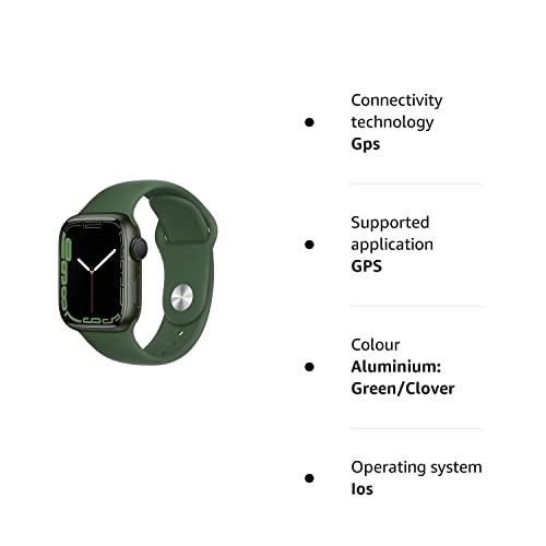 Apple Watch Series 7 (GPS, 41mm) - Green Aluminium Case with Clover Sport Band (Renewed)