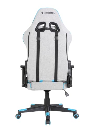 Oversteel - ULTIMET Professional Gaming Chair, Breathable Fabric, 2D Armrests, Height Adjustable, 180° Reclining Backrest, Gas Piston Class 3, Up to 120Kg, Gray/Blue