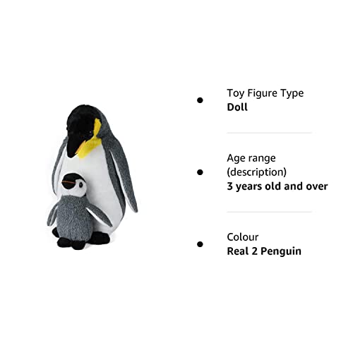 Penguin Mom & Baby Plush Toy, 33cm Stuffed Animal Small Plushie Doll, Soft Fluffy Like Real Penguin Hugging Toy - Present for Every Age & Occasion (assa-911)