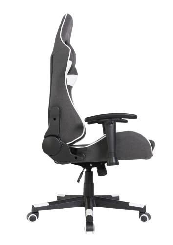 Oversteel - ULTIMET Professional Gaming Chair, Breathable Fabric, 2D Armrests, Height Adjustable, 180° Reclining Backrest, Gas Piston Class 3, Up to 120Kg, Black/White