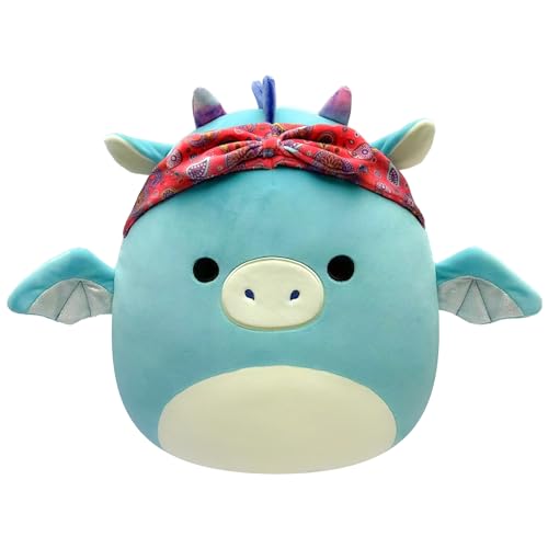 Squishmallows SQCR04125 Dark Teal 7.5" Dragon-Add Tatiana to Your Squad, Ultrasoft Stuffed Animal Toy, Official Kellytoy Plush