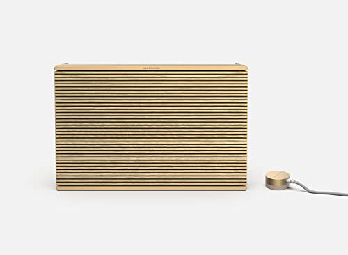 Bang & Olufsen Beosound Level - Wireless Portable WiFi and Bluetooth Speaker, Splash and Dust Resistant, First Ever Cradle to Cradle Certified Circular Speaker, Up to 16 Hours Battery - Gold Tone/Wood