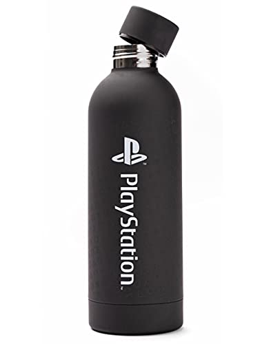 Playstation Water Bottle For Adults And Kids 750ML | Game Console Stainless Steel Sports Travel Mug | Black White Gaming Merchandise One Size