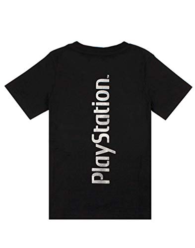 Playstation T-Shirt Kids | Boys Foil Game Console Logo Black Short Sleeved Top | Gaming Gift Merchandise 7-8 Years