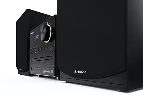SHARP XL-B517D(BK) Micro Hi-Fi Sound System Stereo with DAB Radio, DAB+, FM, Bluetooth, CD-MP3, USB Playback, Wooden Speakers, 45W – Black