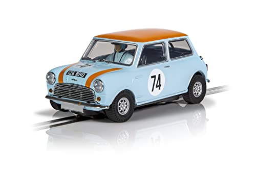 Scalextric C4325 Austin Mini Cooper S - Gulf Edition Nick Riley & Gabriele Tarquini, Orange/Blue