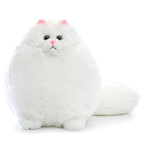 Winsterch Cuddly Cat Soft Toy Stuffed Cat Teddy Plush Animal Toy,Kids Birthday Baby Doll,White Cat Soft Toy (White, 30 CM)