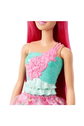 Barbie Dreamtopia Royal Doll with Dark-Pink Hair & Sparkly Bodice Wearing Removable Skirt, Shoes & Headband, HGR15