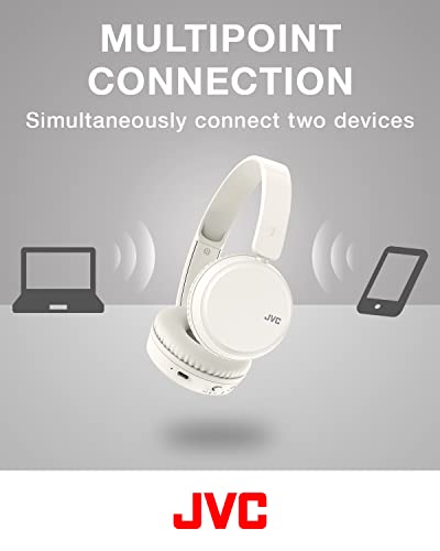 JVC HA-Z37W-W Wireless Bluetooth On Ear Headphones, 35 hours listening time (White)