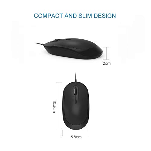 Wired Keyboard and Mouse Set, Full Size QWERTY UK Wired Keyboard, Scissor-Switch Keys, Wired Mice with 800/1200/1600 Adjustable DPI, Compatible with Windows Computer Laptop PC Desktop, Black