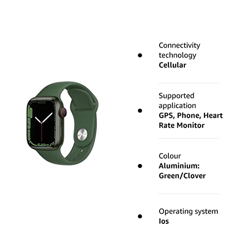 Apple Watch Series 7 (GPS + Cellular, 41mm) - Green Aluminium Case with Clover Sport Band - Regular (Renewed)