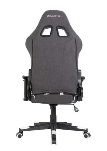 Oversteel - ULTIMET Professional Gaming Chair, Breathable Fabric, 2D Armrests, Height Adjustable, 180° Reclining Backrest, Gas Piston Class 3, Up to 120Kg, Black/White