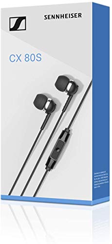 Sennheiser CX 80S In-ear Headphones with In-line One-Button Smart Remote – Black