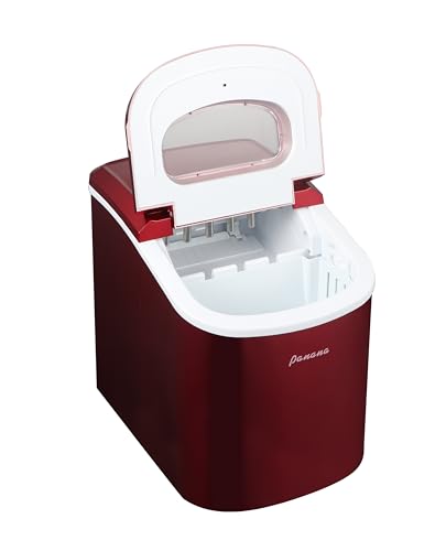 Panana Smart Countertop Ice Makers,Automatic Clean,Portable Ice Maker 9 Cubes Ready in 7-10min,26lbs/24H,for Home Kitchen Party Camping, Red