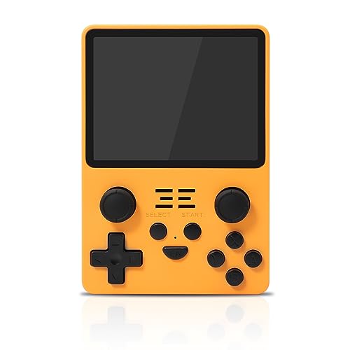 RGB20S Handheld Game Console with 20000 Games, 3.5 Inch IPS Screen, Open Source Arkos System, Portable Game Consoles for Adults and Kids, 16G+128G,Yellow