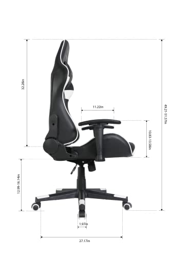 Oversteel - ULTIMET Professional Gaming Chair Leatherette, 2D Armrests, Height Adjustable, Reclining Backrest 180º, Gas Piston Class 3, Up to 120Kg, White