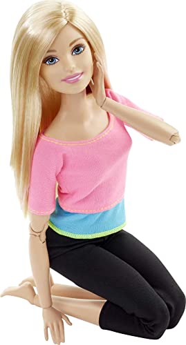 Barbie Made To Move Doll, Ultra-Posable, 22 Points To Bend, Black Leggings, Color-Blocked Top, Long Blond Hair, DHL82 - Amazon Exclusive